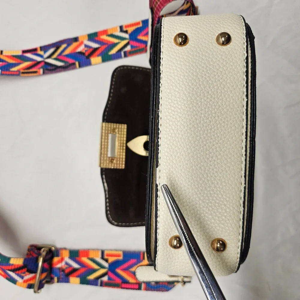 Candy Couture USA Crossbody Bag Womens Small Cream Butterfly Studded Boho Strap